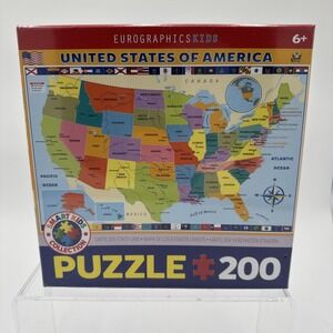 Eurographics Kids Puzzle Map Of United States  200 Pieces‎ New - Age 6+